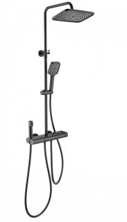 Душевая стойка Wonzon & Woghand Muse Legato WW-B4129-MB с термостатом чёрный матовый